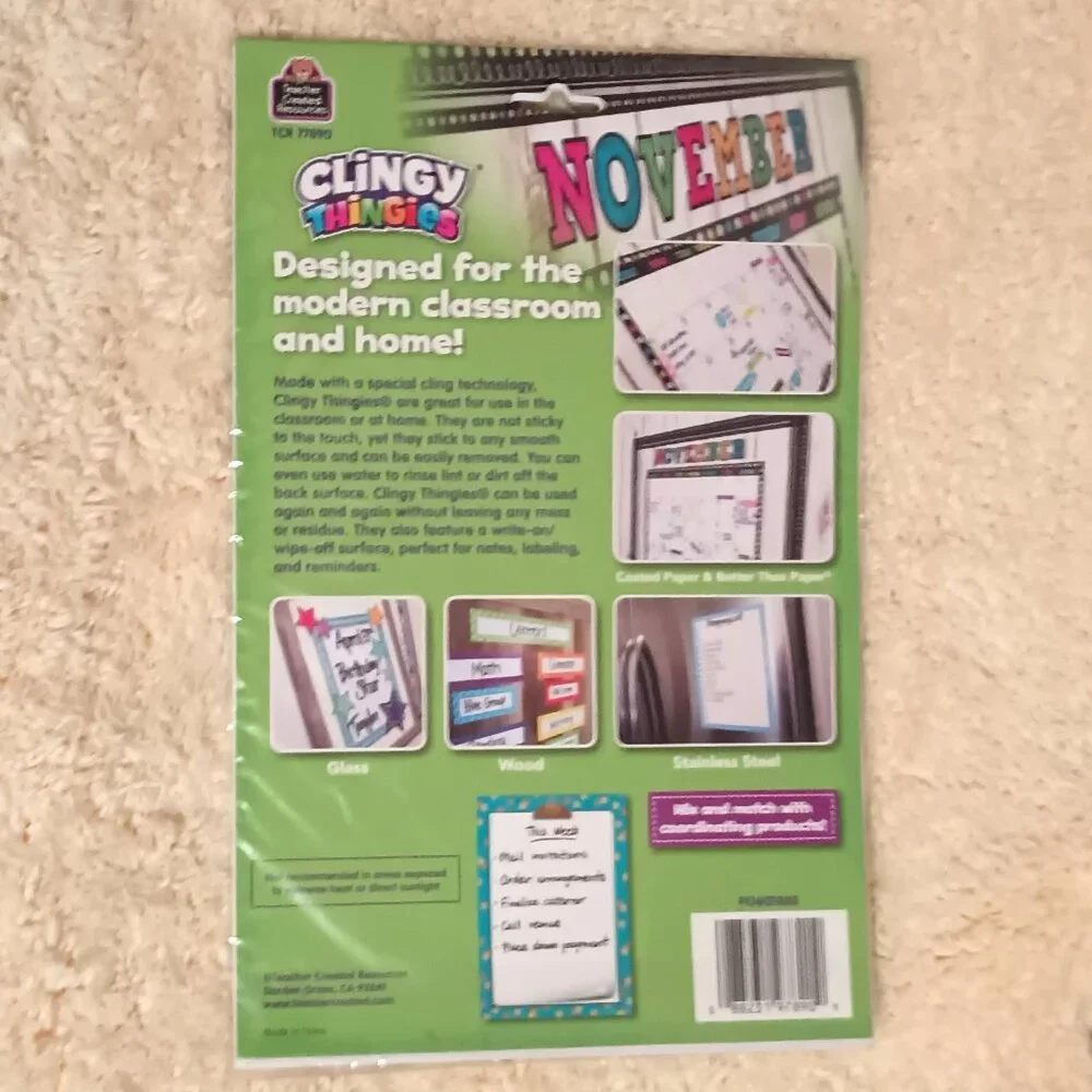 NWT ~ Clingy Thingies Teal Confetti Small Dry Erase Note Sheet (7